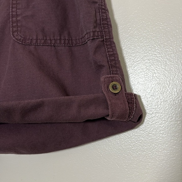 Carhartt El Paso Shorts Women’s Cotton Relaxed Fit Roll Tab Burgundy Size 16 - Picture 10 of 14